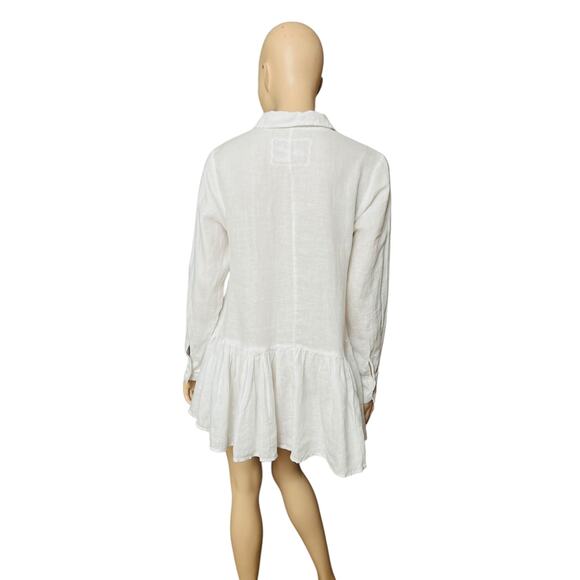 Claudio Milano 100% Linen Tunic Italian Style Button Down Shirt Dress Size Small - Picture 6 of 12